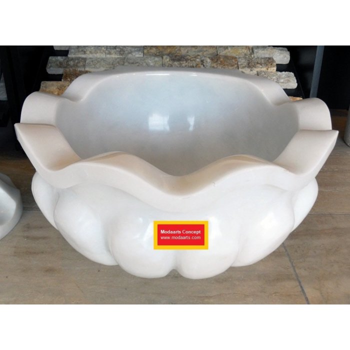 Mermer Kurna İşlemeli Beyaz MDP-704