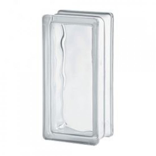 19x9x8cm Yarım Şeffaf Dalgalı Cam Tuğla