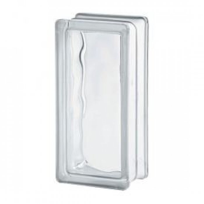 19x9x8cm Yarım Şeffaf Dalgalı Cam Tuğla