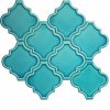 12x12,4Cm Ottoman Turkuaz Kenar Rölyefli Çatlak Sırlı Seramik Dekor