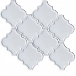12x12,4Cm Ottoman Beyaz Kenar Rölyefli Seramik Dekor