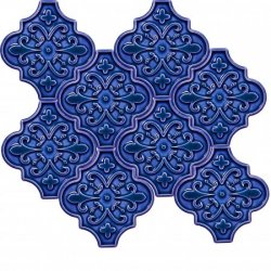 12x12,4Cm Ottoman Kobalt Çiçek Çatlak Sırlı Seramik Dekor