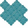 12x12,4Cm Ottoman Turkuaz Çiçek Çatlak Sırlı Seramik Dekor