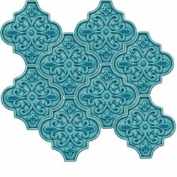 12x12,4Cm Ottoman Turkuaz Çiçek Çatlak Sırlı Seramik Dekor