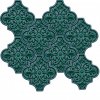 12x12,4Cm Ottoman Zümrüt Yeşil Çiçek Çatlak Sırlı Seramik Dekor