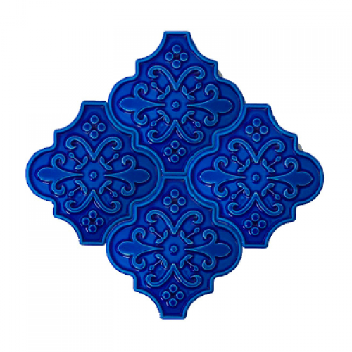 12x12,4Cm Ottoman Kobalt Çiçek Çatlak Sırlı Seramik Dekor