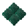 12x12,4Cm Ottoman Zümrüt Yeşil Çiçek Çatlak Sırlı Seramik Dekor