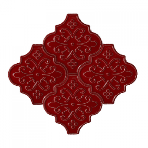 12x12,4Cm Ottoman Kırmızı Çiçek Sırlı Seramik Dekor