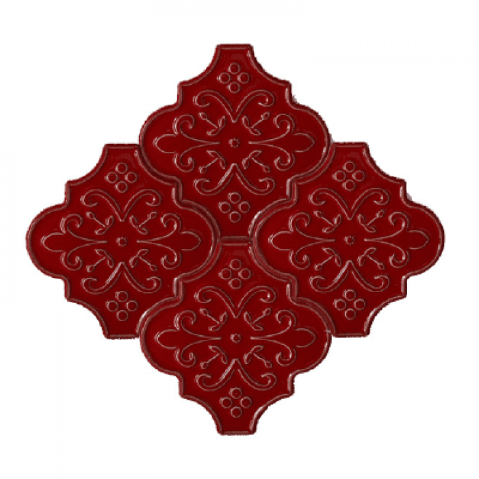 12x12,4Cm Ottoman Kırmızı Çiçek Sırlı Seramik Dekor