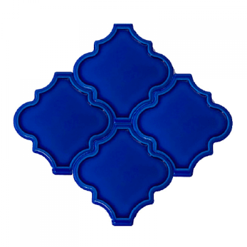 12x12,4Cm Ottoman Kobalt Kenar Rölyefli Çatlak Sırlı Seramik Dekor