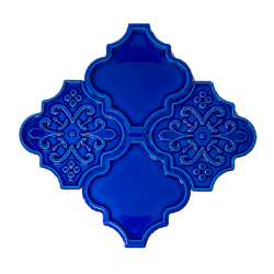 12x12,4Cm Ottoman Kobalt Mix Çatlak Sırlı Seramik Dekor
