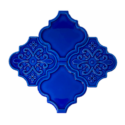 12x12,4Cm Ottoman Kobalt Mix Çatlak Sırlı Seramik Dekor