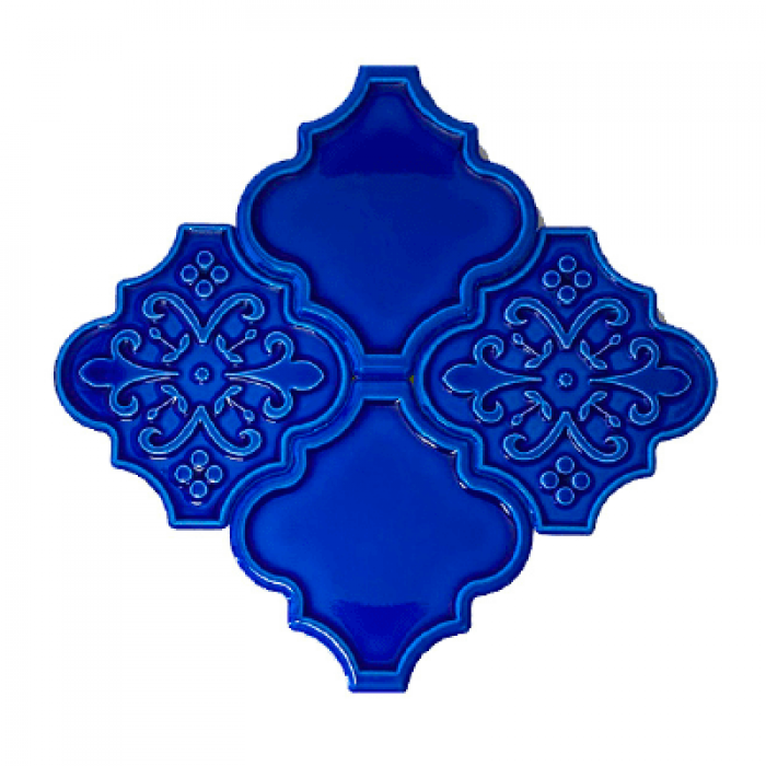 12x12,4Cm Ottoman Kobalt Mix Çatlak Sırlı Seramik Dekor