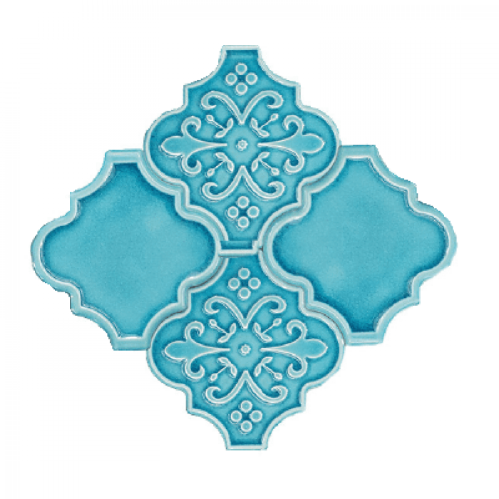 12x12,4Cm Ottoman Turkuaz Mix Çatlak Sırlı Seramik Dekor