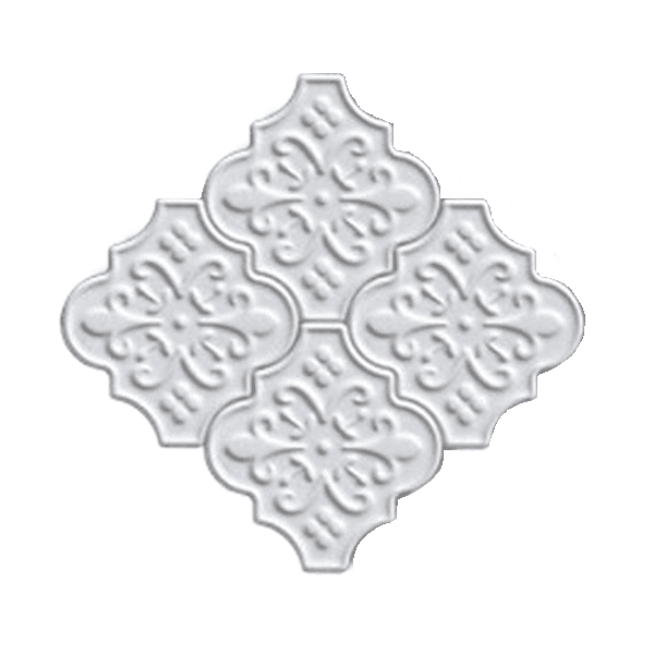 12x12,4Cm Ottoman Beyaz Çiçek Seramik Dekor