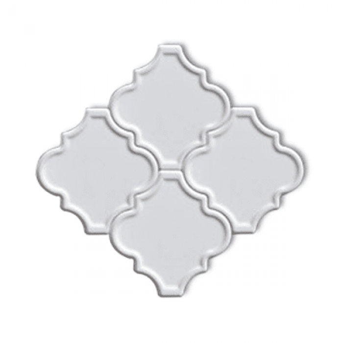 12x12,4Cm Ottoman Beyaz Kenar Rölyefli Seramik Dekor