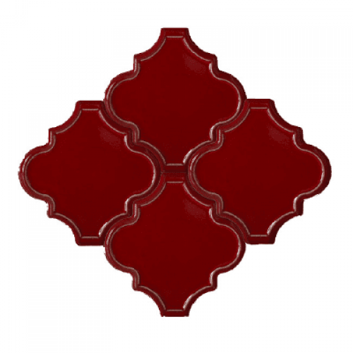 12x12,4Cm Ottoman Kırmızı Kenar Rölyefli Sırlı Seramik Dekor