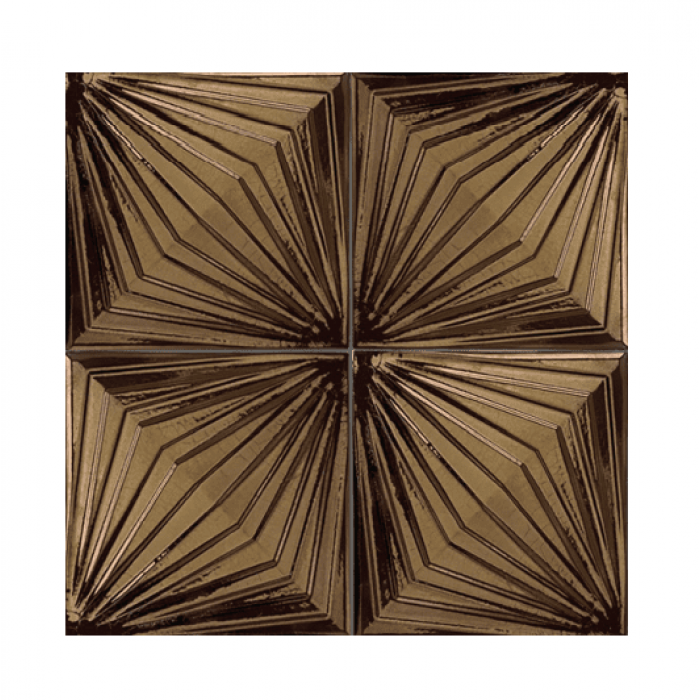13x13Cm Diamond Metalik Gold Çatlak Sırlı Seramik Dekor