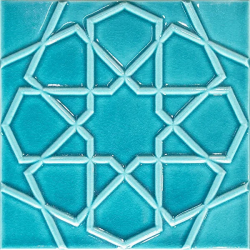 20x20Cm Türkmen Yıldızı Turkuaz Çatlak Sırlı Seramik Dekor
