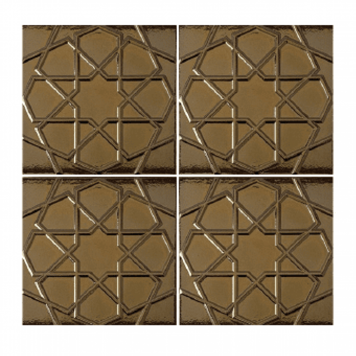 20x20Cm Türkmen Yıldızı Metalik Gold Sırlı Seramik Dekor