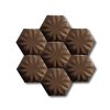 15x17Cm Altıgen Çiçek Bronz Sırlı Seramik Dekor