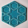 15x17Cm Altıgen Türkmen Yıldızı Turkuaz Sırlı Seramik Dekor