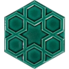 15x17Cm Altıgen Türkmen Yıldızı Zümrüt Yeşili Sırlı Seramik Dekor