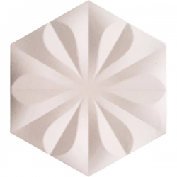 15x17Cm Altıgen Çiçek White Sırlı Seramik Dekor