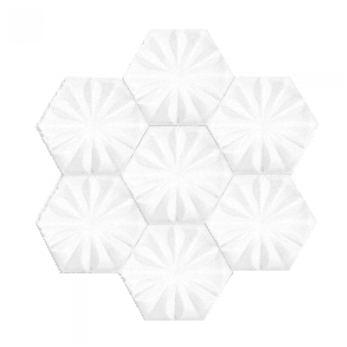 15x17Cm Altıgen Çiçek White Sırlı Seramik Dekor
