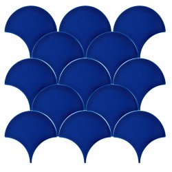 17x17Cm Balık Pulu Kobalt Sırlı Seramik Dekor