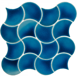 17x17Cm Balık Pulu Turkuaz Efektli Sırlı Seramik Dekor