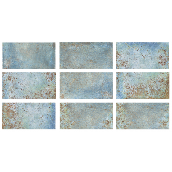 33x66cm Greentech Relax Seaside Blue 9 face Serapool Porselen Karo