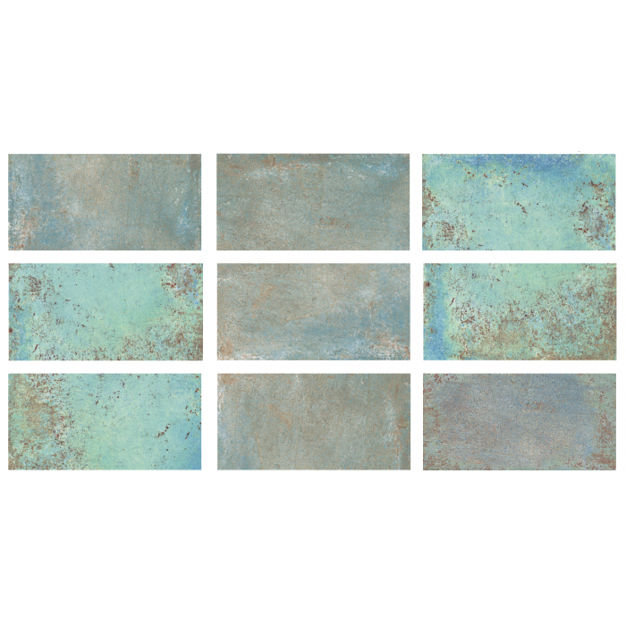 33x66cm Greentech Relax Seaside Green 9 face Serapool Porselen Karo